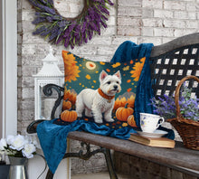 Load image into Gallery viewer, Westie Fall Fabric Decorative Pillow