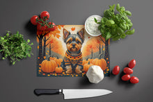 Load image into Gallery viewer, Yorkshire Terrier Fall Glass Cutting Boards – Durable, Decorative Kitchen Art Large