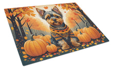 Load image into Gallery viewer, Yorkshire Terrier Fall Glass Cutting Boards – Durable, Decorative Kitchen Art Large