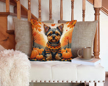 Load image into Gallery viewer, Yorkshire Terrier Fall Throw Pillow - 14x14 Decorative Pillow – Art for Your Home &amp; Patio