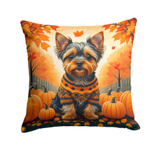 Load image into Gallery viewer, Yorkshire Terrier Fall Fabric Decorative Pillow