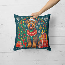 Load image into Gallery viewer, Airedale Terrier Christmas Throw Pillow - 14x14 Decorative Pillow – Art for Your Home &amp; Patio