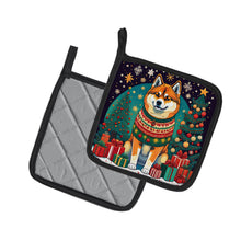 Load image into Gallery viewer, Akita Christmas Pot Holders - Set of 2 Decorative Kitchen Helpers | Made in the USA