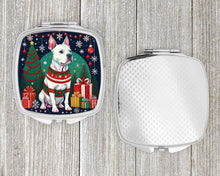 Load image into Gallery viewer, White Pit Bull Terrier Christmas Compact Mirror – Stylish Purse Mirror with Artistic Covers