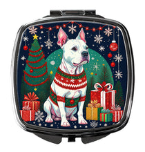 Load image into Gallery viewer, White Pit Bull Terrier Christmas Compact Mirror – Stylish Purse Mirror with Artistic Covers