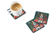 Load image into Gallery viewer, Basset Hound Christmas Coasters - Set of 4 Lightweight Foam, Absorbent Drink Coasters