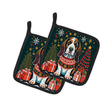 Load image into Gallery viewer, Basset Hound Christmas Pot Holders - Set of 2 Decorative Kitchen Helpers | Made in the USA