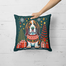 Load image into Gallery viewer, Basset Hound Christmas Throw Pillow - 14x14 Decorative Pillow – Art for Your Home &amp; Patio