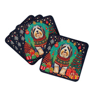 Load image into Gallery viewer, Bearded Collie Christmas Coasters - Set of 4 Lightweight Foam, Absorbent Drink Coasters