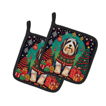 Load image into Gallery viewer, Bearded Collie Christmas Pot Holders - Set of 2 Decorative Kitchen Helpers | Made in the USA