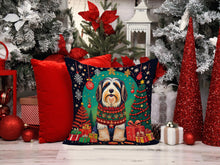 Load image into Gallery viewer, Bearded Collie Christmas Throw Pillow - 14x14 Decorative Pillow – Art for Your Home &amp; Patio