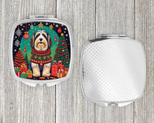 Load image into Gallery viewer, Bearded Collie Christmas Compact Mirror – Stylish Purse Mirror with Artistic Covers