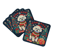 Load image into Gallery viewer, Bichon Frise Christmas Coasters - Set of 4 Lightweight Foam, Absorbent Drink Coasters