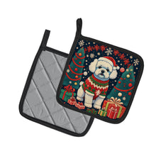Load image into Gallery viewer, Bichon Frise Christmas Pot Holders - Set of 2 Decorative Kitchen Helpers | Made in the USA