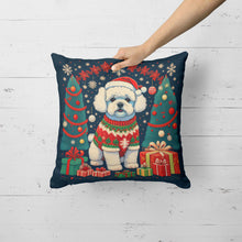 Load image into Gallery viewer, Bichon Frise Christmas Throw Pillow - 14x14 Decorative Pillow – Art for Your Home &amp; Patio