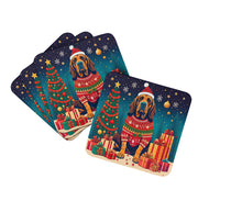 Load image into Gallery viewer, Bloodhound Christmas Coasters - Set of 4 Lightweight Foam, Absorbent Drink Coasters