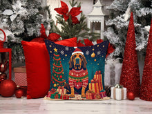 Load image into Gallery viewer, Bloodhound Christmas Throw Pillow - 14x14 Decorative Pillow – Art for Your Home &amp; Patio
