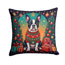 Load image into Gallery viewer, Boston Terrier Christmas Throw Pillow - 14x14 Decorative Pillow – Art for Your Home &amp; Patio