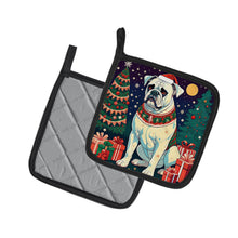 Load image into Gallery viewer, White Boxer Christmas Pot Holders - Set of 2 Decorative Kitchen Helpers | Made in the USA