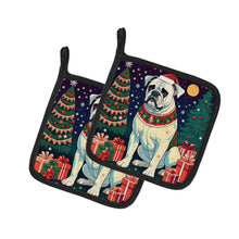 Load image into Gallery viewer, White Boxer Christmas Pot Holders - Set of 2 Decorative Kitchen Helpers | Made in the USA