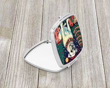 Load image into Gallery viewer, White Boxer Christmas Compact Mirror – Stylish Purse Mirror with Artistic Covers
