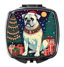 Load image into Gallery viewer, White Boxer Christmas Compact Mirror – Stylish Purse Mirror with Artistic Covers