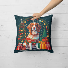 Load image into Gallery viewer, Brittany Spaniel Christmas Throw Pillow - 14x14 Decorative Pillow – Art for Your Home &amp; Patio