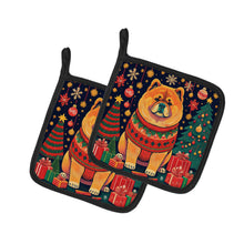 Load image into Gallery viewer, Chow Chow Christmas Pot Holders - Set of 2 Decorative Kitchen Helpers | Made in the USA