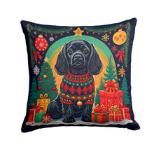 Load image into Gallery viewer, Black Cocker Spaniel Christmas Throw Pillow - 14x14 Decorative Pillow – Art for Your Home &amp; Patio