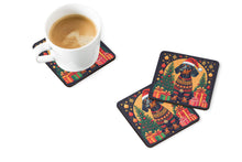 Load image into Gallery viewer, Black and Tan Dachshund Christmas Coasters - Set of 4 Lightweight Foam, Absorbent Drink Coasters