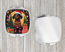 Load image into Gallery viewer, Black and Tan Dachshund Christmas Compact Mirror – Stylish Purse Mirror with Artistic Covers
