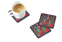 Load image into Gallery viewer, Dachshund Christmas Coasters - Set of 4 Lightweight Foam, Absorbent Drink Coasters