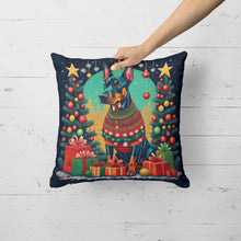 Load image into Gallery viewer, Doberman Pinscher Christmas Throw Pillow - 14x14 Decorative Pillow – Art for Your Home &amp; Patio