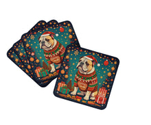 Load image into Gallery viewer, English Bulldog Christmas Coasters - Set of 4 Lightweight Foam, Absorbent Drink Coasters