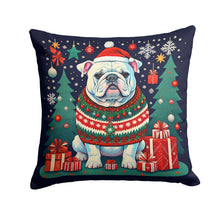 Load image into Gallery viewer, White English Bulldog Christmas Throw Pillow - 14x14 Decorative Pillow – Art for Your Home &amp; Patio