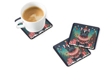 Load image into Gallery viewer, Black French Bulldog Christmas Coasters - Set of 4 Lightweight Foam, Absorbent Drink Coasters