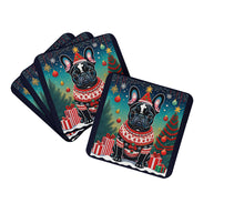 Load image into Gallery viewer, Black French Bulldog Christmas Coasters - Set of 4 Lightweight Foam, Absorbent Drink Coasters