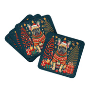 Load image into Gallery viewer, Fawn French Bulldog Christmas Coasters - Set of 4 Lightweight Foam, Absorbent Drink Coasters