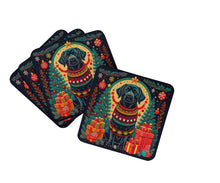 Load image into Gallery viewer, Black Labrador Retriever Christmas Coasters - Set of 4 Lightweight Foam, Absorbent Drink Coasters
