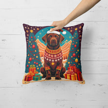 Load image into Gallery viewer, Chocolate Labrador Retriever Christmas Throw Pillow - 14x14 Decorative Pillow – Art for Your Home &amp; Patio