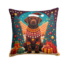 Load image into Gallery viewer, Chocolate Labrador Retriever Christmas Throw Pillow - 14x14 Decorative Pillow – Art for Your Home &amp; Patio