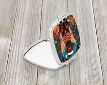 Load image into Gallery viewer, Chocolate Labrador Retriever Christmas Compact Mirror – Stylish Purse Mirror with Artistic Covers