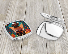 Load image into Gallery viewer, Chocolate Labrador Retriever Christmas Compact Mirror – Stylish Purse Mirror with Artistic Covers