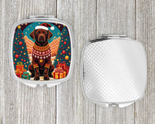 Load image into Gallery viewer, Chocolate Labrador Retriever Christmas Compact Mirror – Stylish Purse Mirror with Artistic Covers