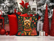 Load image into Gallery viewer, Norwich Terrier Christmas Throw Pillow - 14x14 Decorative Pillow – Art for Your Home &amp; Patio