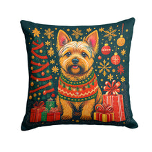 Load image into Gallery viewer, Norwich Terrier Christmas Throw Pillow - 14x14 Decorative Pillow – Art for Your Home &amp; Patio