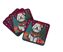 Load image into Gallery viewer, Old English Sheepdog Christmas Coasters - Set of 4 Lightweight Foam, Absorbent Drink Coasters