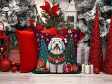 Load image into Gallery viewer, Old English Sheepdog Christmas Fabric Decorative Pillow