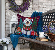Load image into Gallery viewer, Old English Sheepdog Christmas Fabric Decorative Pillow