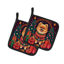 Load image into Gallery viewer, Pomeranian Christmas Pot Holders - Set of 2 Decorative Kitchen Helpers | Made in the USA